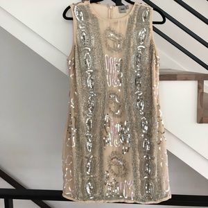 ASOS sequin beaded cream dress